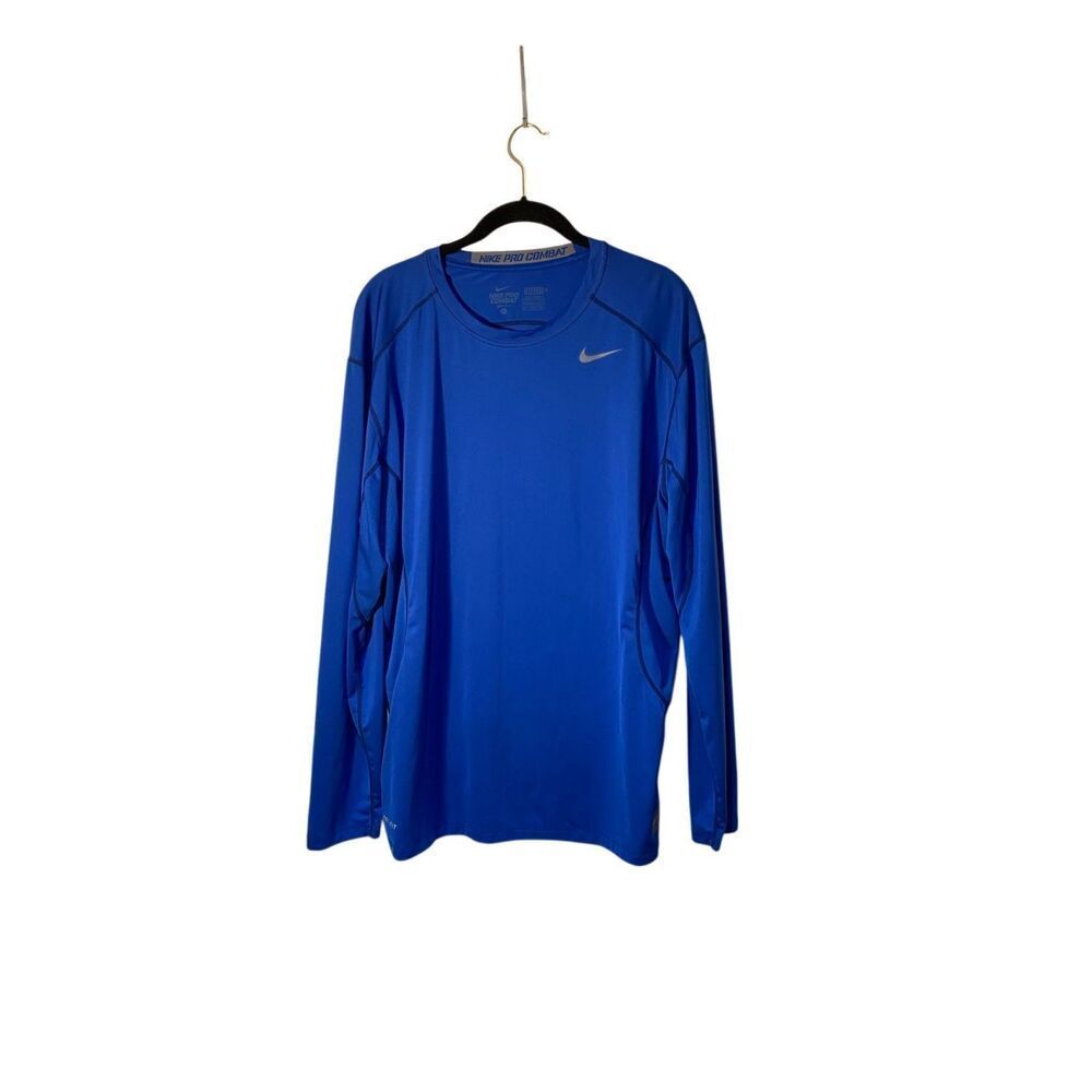 Nike pro combat men’s blue fitted dri fit longsleeve top S/extra-large